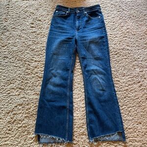 Rag & Bone Casey High Rise Ankle Flare Denim Jeans with Frayed Step Hem Sz 26